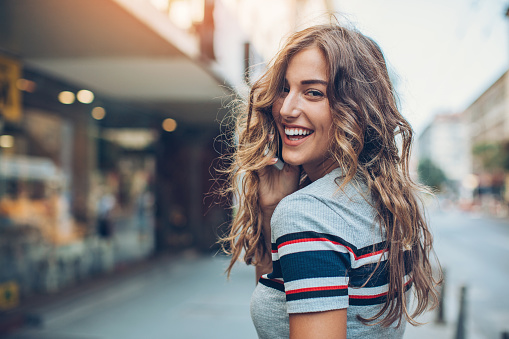 College age girl smiling